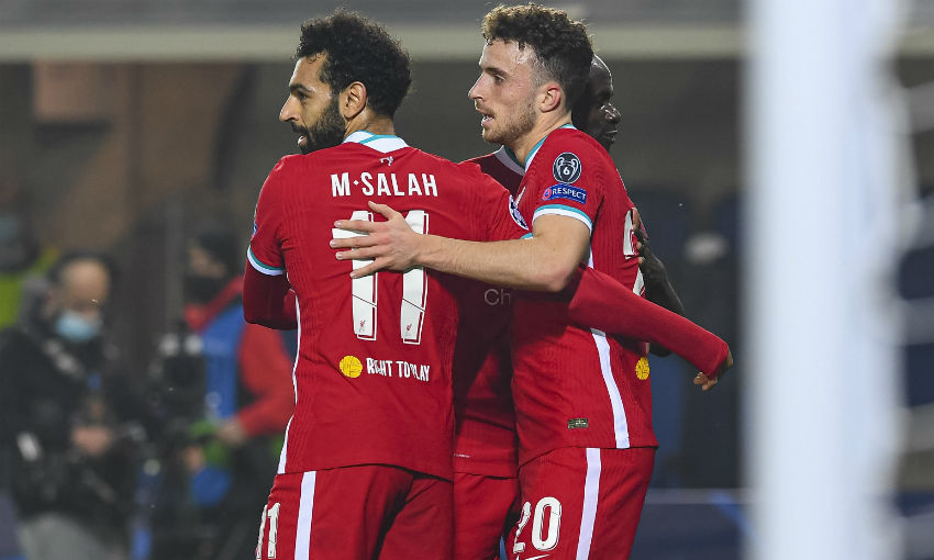 Mohamed Salah and Diogo Jota of Liverpool FC