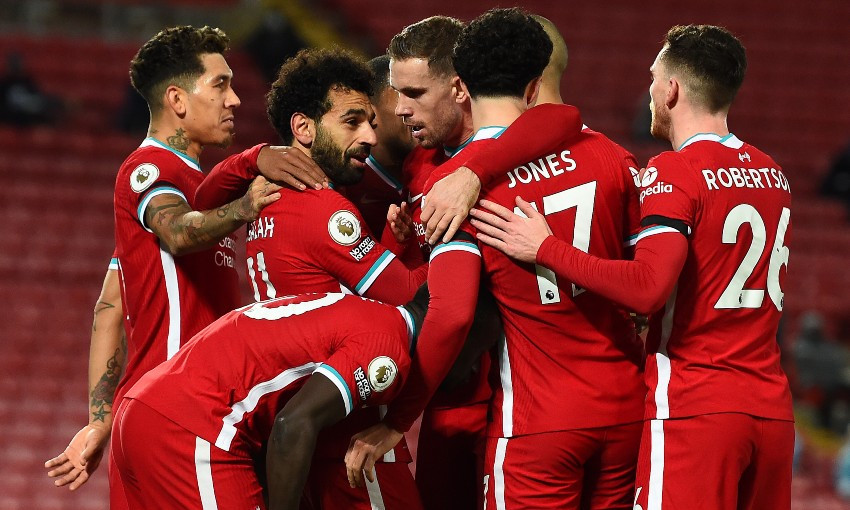 Mohamed Salah celebrates goal for Liverpool FC v Tottenham