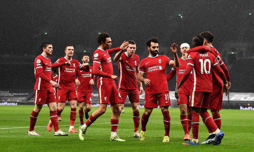 Sadio Mane celebrates goal for Liverpool v Tottenham