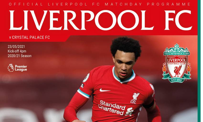 Order Now Liverpool V Crystal Palace Official Matchday Programme Liverpool Fc
