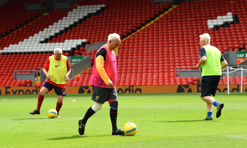 Red Neighbours' Walking Football participants play at Anfield