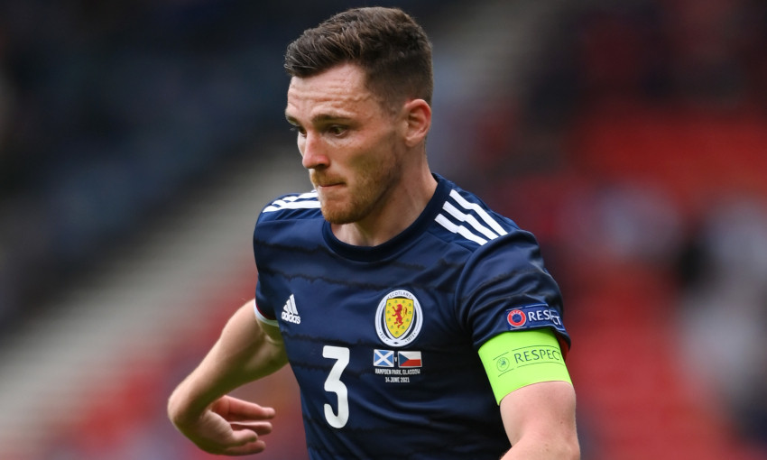 Andy Robertson in action for Scotland at Euro 2020