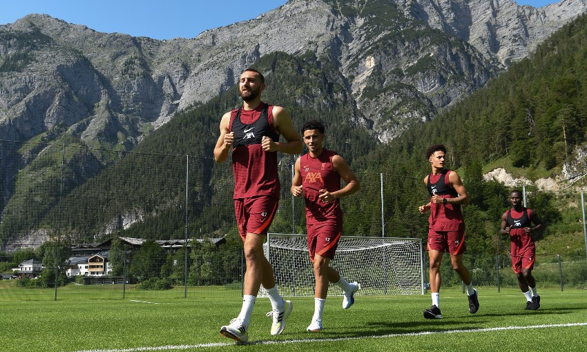 Nat Phillips during Liverpool FC training camp in Austria