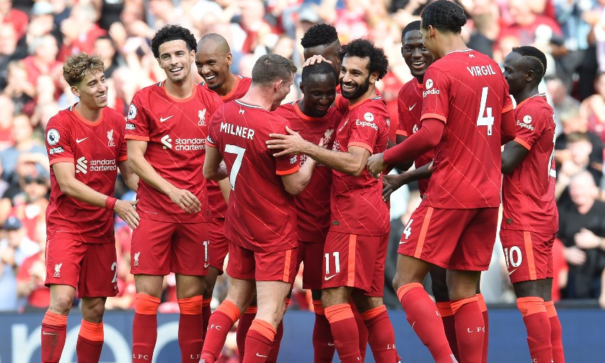 Naby Keita celebrates goal for Liverpool v Crystal Palace