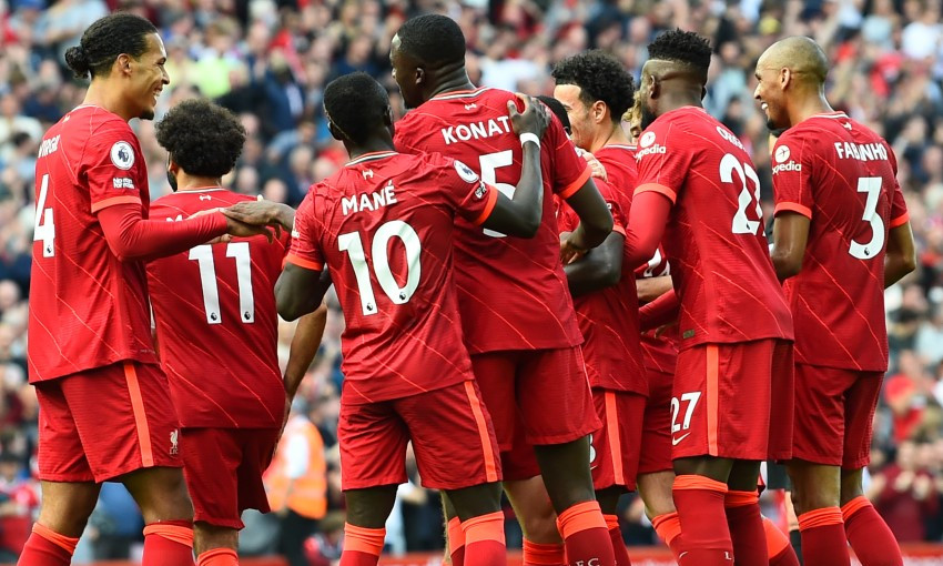 Liverpool FC celebrate goal v Crystal Palace