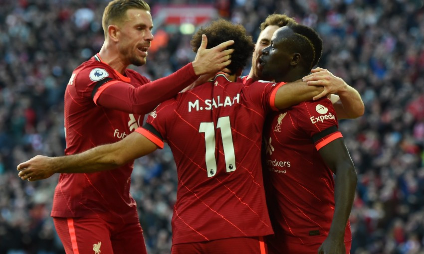 Sadio Mane celebrates goal for Liverpool v Manchester City
