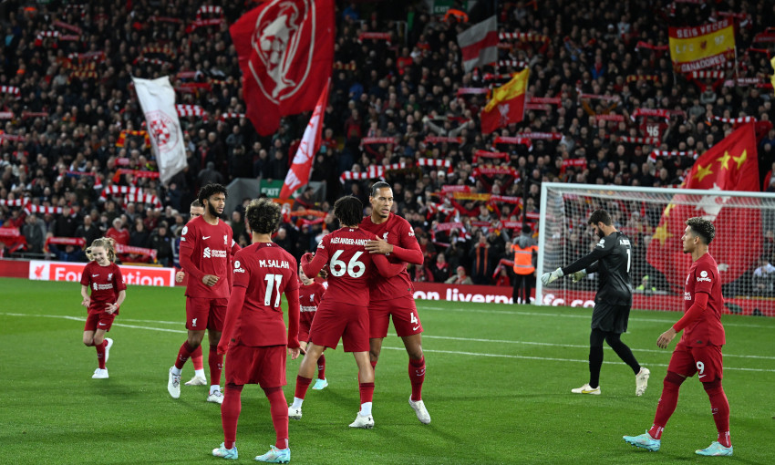 Liverpool players before the clash with West Ham at Anfield