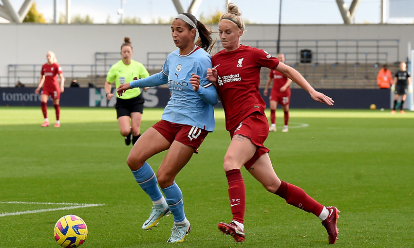 Liverpool FC Women in action against Manchester City