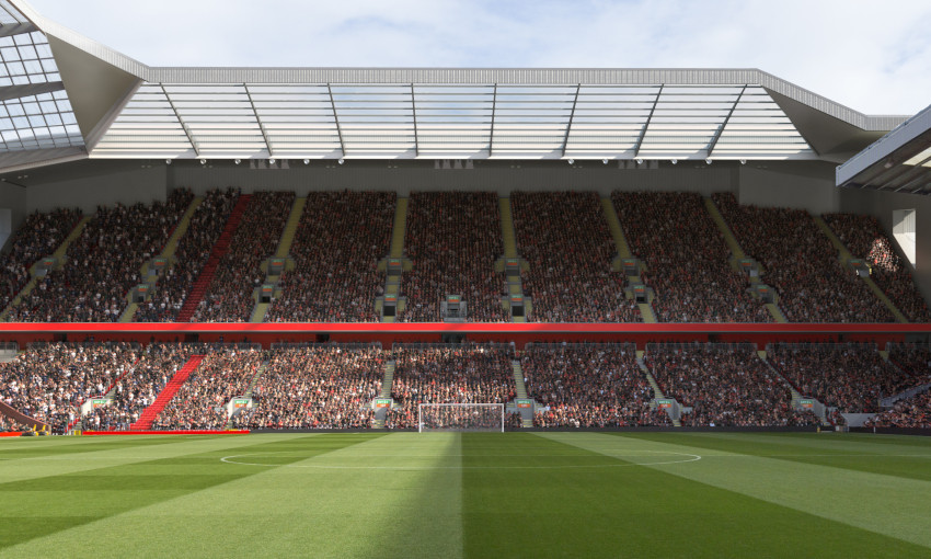 An artist's impression of the completed Anfield Road Stand expansion