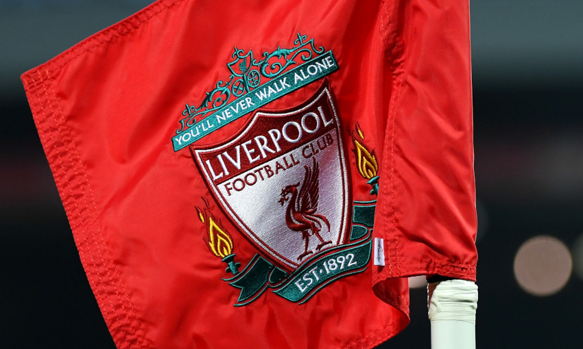 A close-up view of a corner flag at Anfield