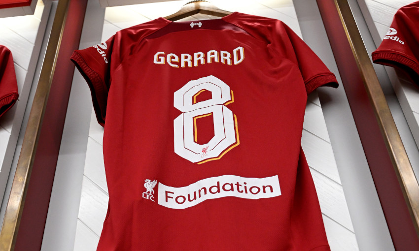 Steven Gerrard's shirt in the home dressing room before the LFC Foundation charity match