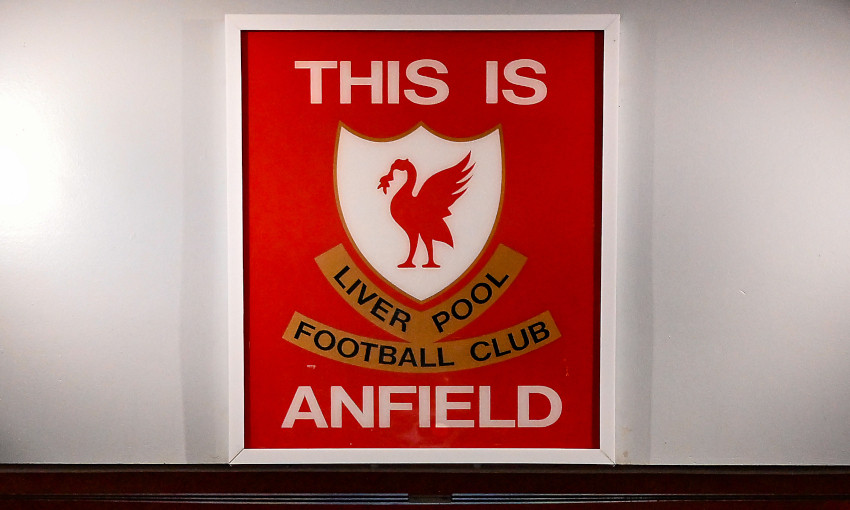 A shot of the This Is Anfield sign at Anfield