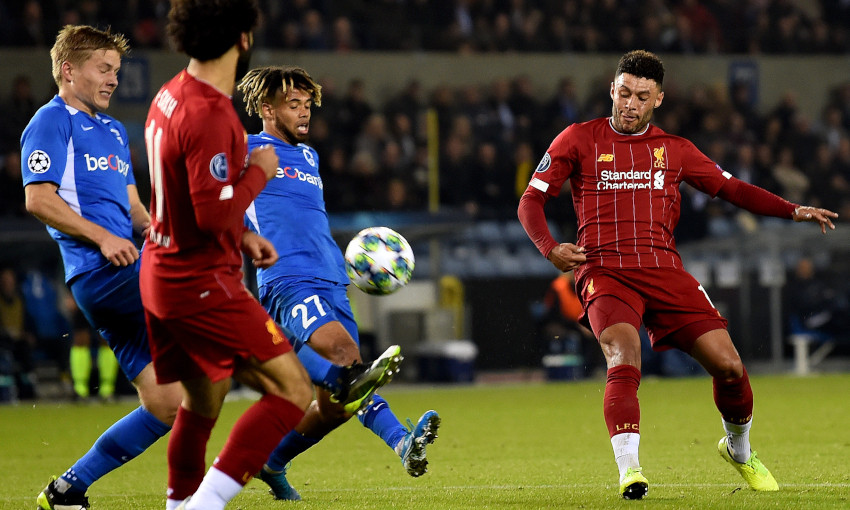 Alex Oxlade-Chamberlain scores for Liverpool against Genk