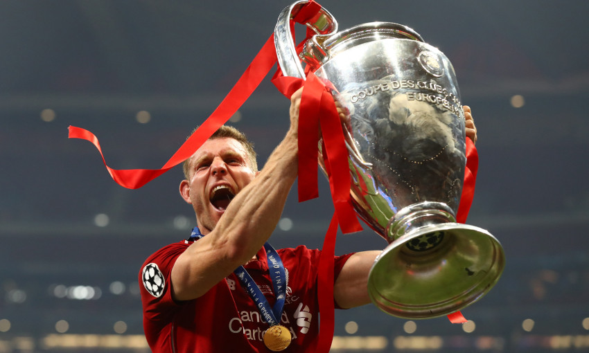 James Milner celebrates with the European Cup