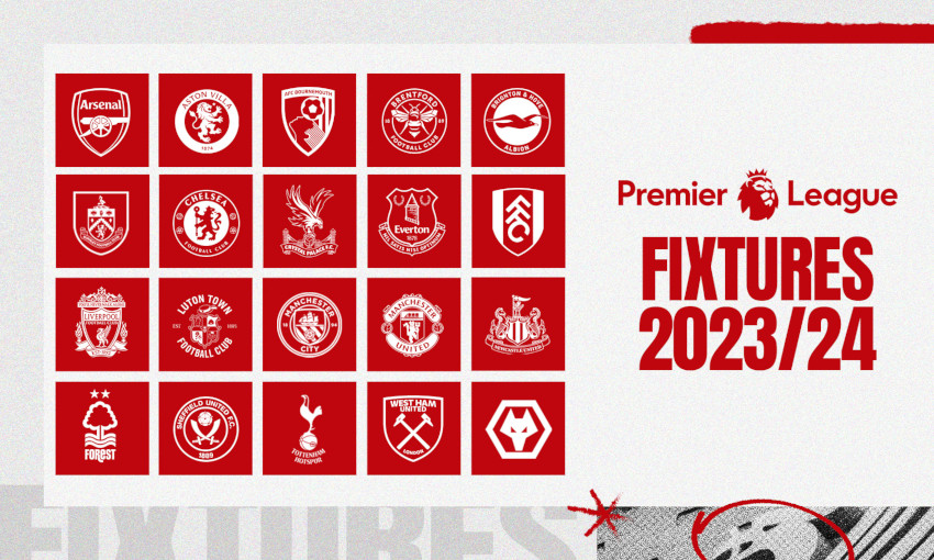 A graphic showing all 20 club crests for the 2023-24 Premier League