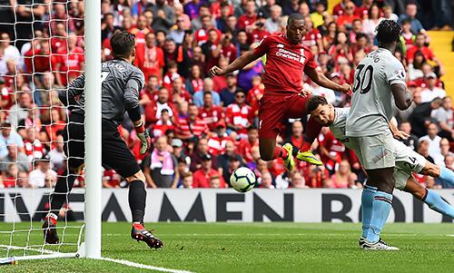 Liverpool's Daniel Sturridge socers after 24 seconds against West Ham United.