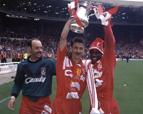 Ian Rush holds aloft the FA Cup in 1992