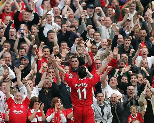 Liverpool fans applaud Robbie Fowler